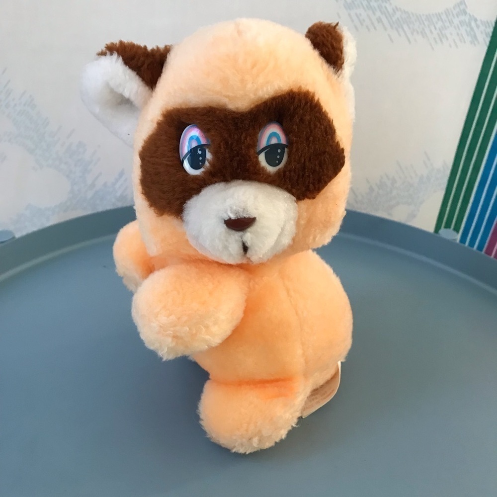 VINTAGE raccoon bear plush pastel 80s 70s cute